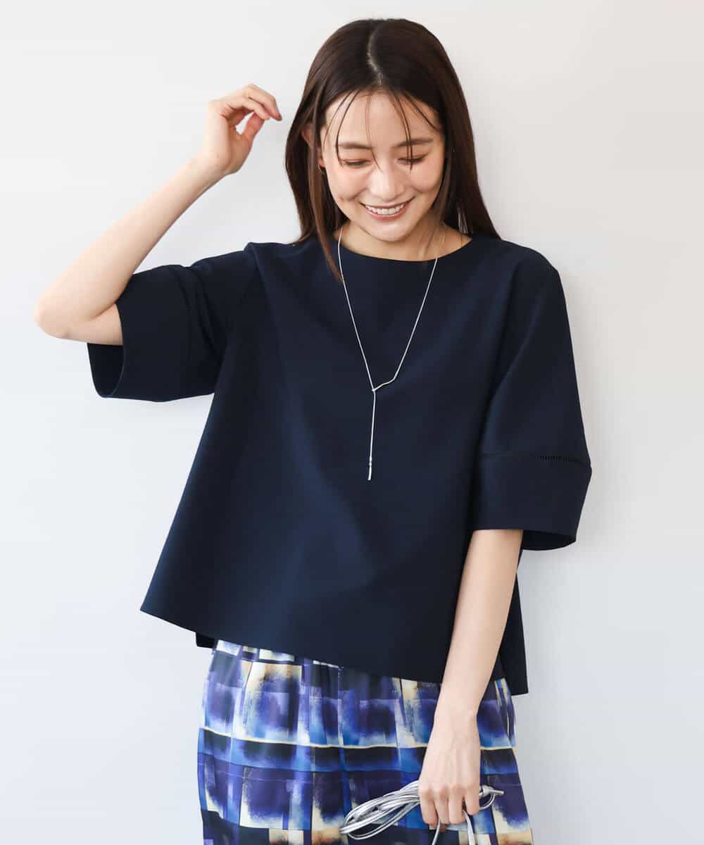 FKBHD64150 MK MICHEL KLEIN(MK ミッシェルクラン) [撥水/UVカット/洗える]ランタンスリーブブラウス ネイビー