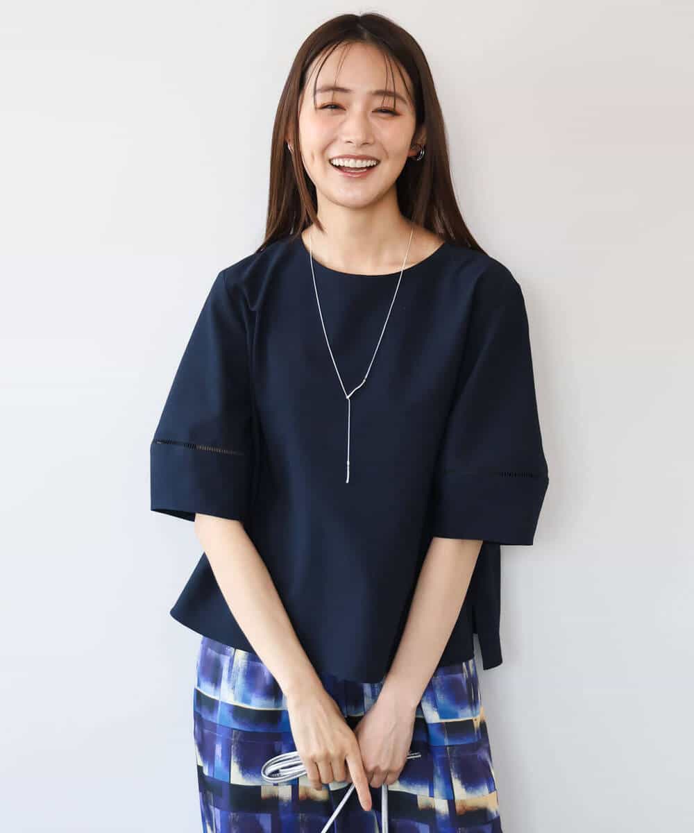 FKBHD64150 MK MICHEL KLEIN(MK ミッシェルクラン) [撥水/UVカット/洗える]ランタンスリーブブラウス ネイビー