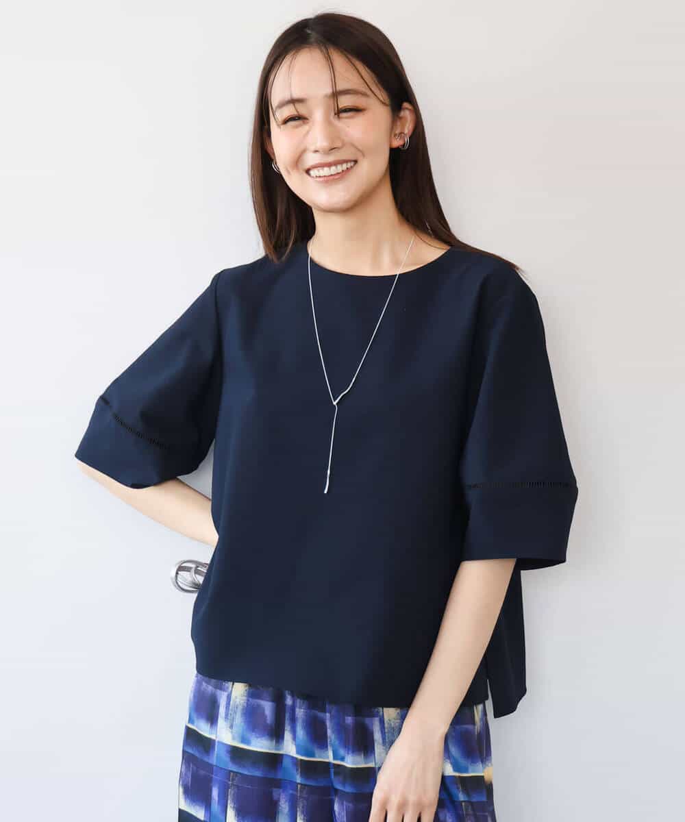 FKBHD64150 MK MICHEL KLEIN(MK ミッシェルクラン) [撥水/UVカット/洗える]ランタンスリーブブラウス ネイビー