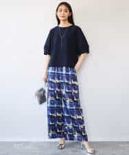 FKBHD64150 MK MICHEL KLEIN(MK ミッシェルクラン) [撥水/UVカット/洗える]ランタンスリーブブラウス ネイビー