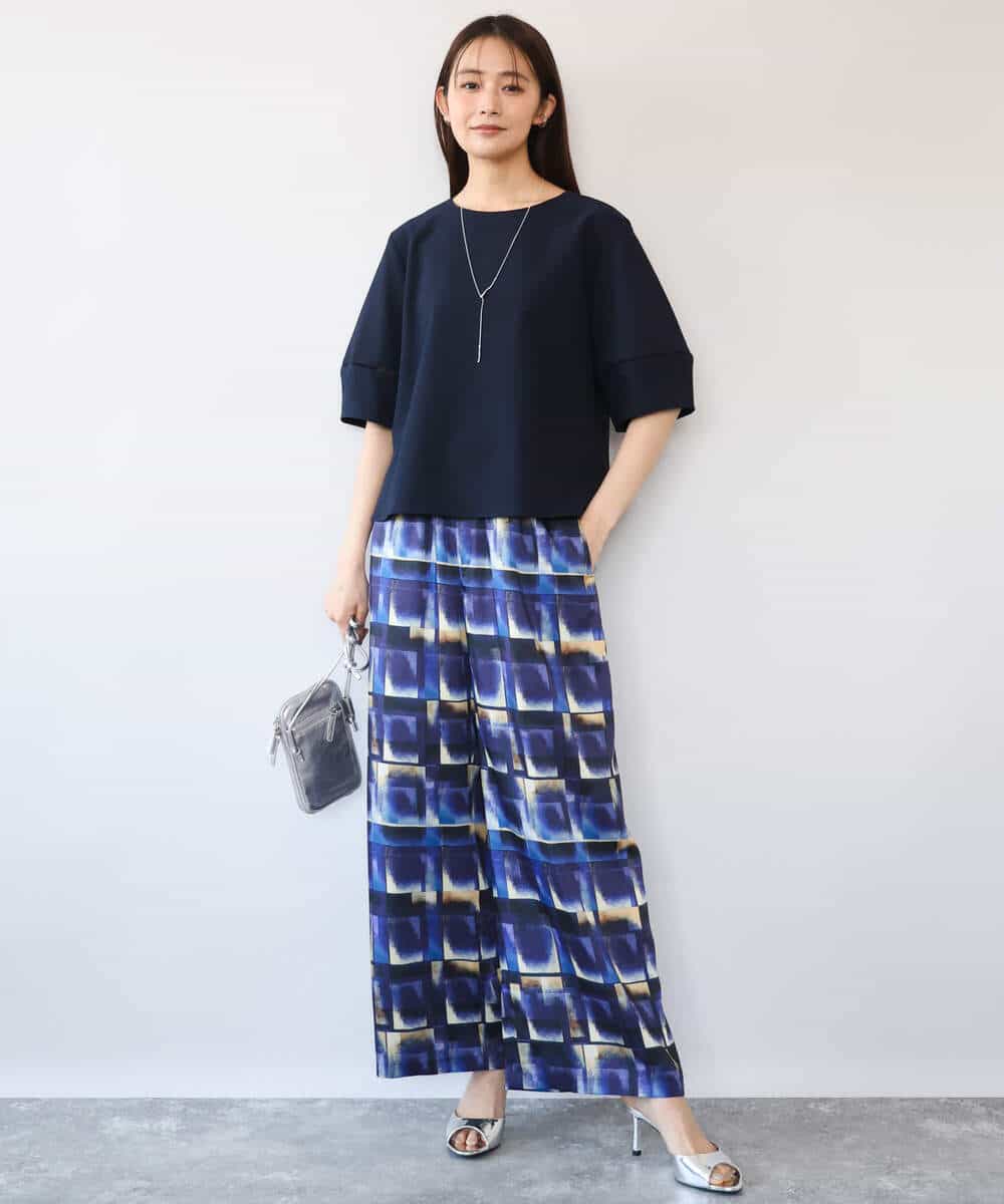 FKBHD64150 MK MICHEL KLEIN(MK ミッシェルクラン) [撥水/UVカット/洗える]ランタンスリーブブラウス ネイビー