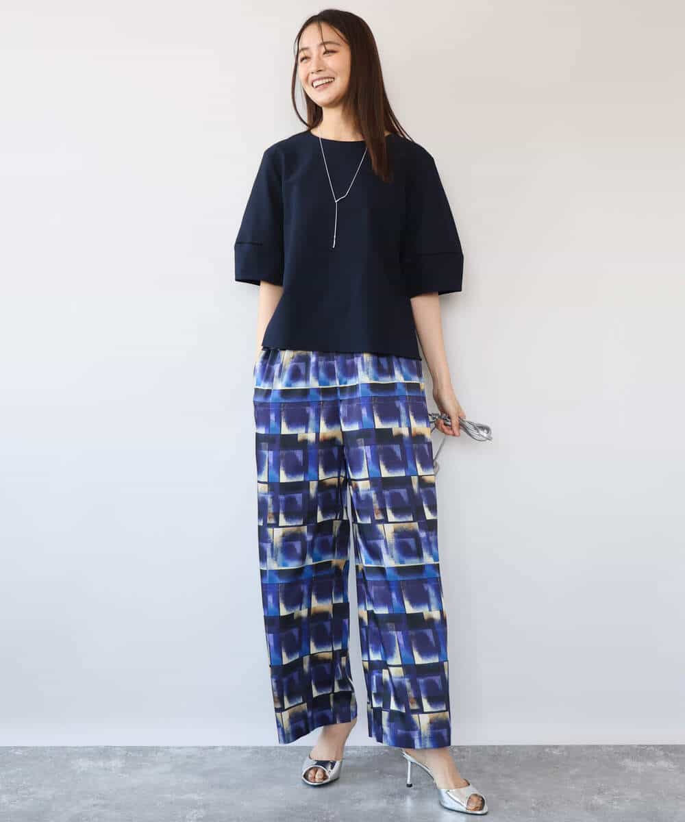 FKBHD64150 MK MICHEL KLEIN(MK ミッシェルクラン) [撥水/UVカット/洗える]ランタンスリーブブラウス ネイビー