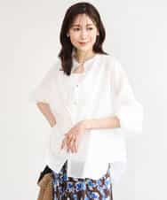 FKBHD65160 MK MICHEL KLEIN(MK ミッシェルクラン) [接触冷感/通気性/洗える]ラミーリネン混シャツブラウス ラベンダー