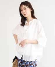 FKBHD65160 MK MICHEL KLEIN(MK ミッシェルクラン) [接触冷感/通気性/洗える]ラミーリネン混シャツブラウス ラベンダー