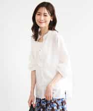 FKBHD65160 MK MICHEL KLEIN(MK ミッシェルクラン) [接触冷感/通気性/洗える]ラミーリネン混シャツブラウス ラベンダー