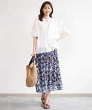 FKBHD65160 MK MICHEL KLEIN(MK ミッシェルクラン) [接触冷感/通気性/洗える]ラミーリネン混シャツブラウス ラベンダー