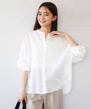 FKBHD65160 MK MICHEL KLEIN(MK ミッシェルクラン) [接触冷感/通気性/洗える]ラミーリネン混シャツブラウス ラベンダー