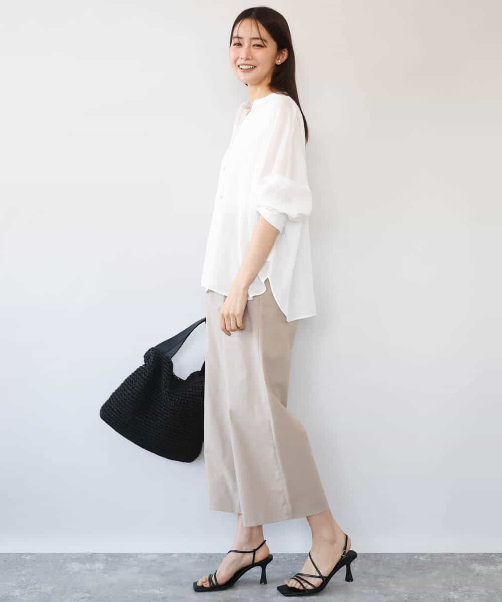 FKBHD65160 MK MICHEL KLEIN(MK ミッシェルクラン) [接触冷感/通気性/洗える]ラミーリネン混シャツブラウス ラベンダー