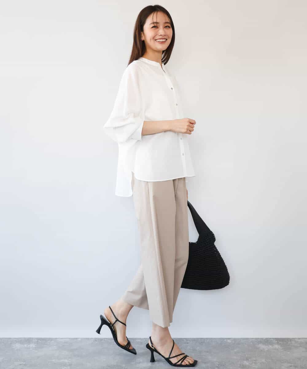 FKBHD65160 MK MICHEL KLEIN(MK ミッシェルクラン) [接触冷感/通気性/洗える]ラミーリネン混シャツブラウス ラベンダー