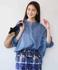 FKBHD65160 MK MICHEL KLEIN(MK ミッシェルクラン) [接触冷感/通気性/洗える]ラミーリネン混シャツブラウス ラベンダー