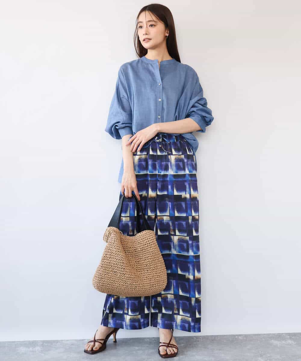 FKBHD65160 MK MICHEL KLEIN(MK ミッシェルクラン) [接触冷感/通気性/洗える]ラミーリネン混シャツブラウス ラベンダー