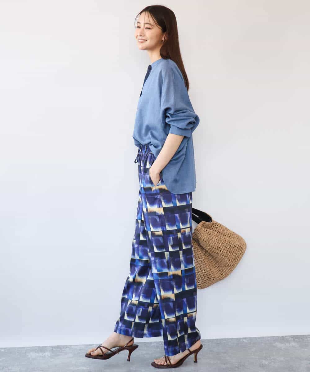 FKBHD65160 MK MICHEL KLEIN(MK ミッシェルクラン) [接触冷感/通気性/洗える]ラミーリネン混シャツブラウス ラベンダー