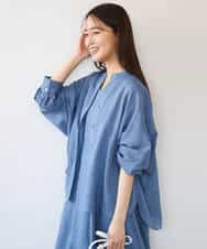 FKBHD65160 MK MICHEL KLEIN(MK ミッシェルクラン) [接触冷感/通気性/洗える]ラミーリネン混シャツブラウス ラベンダー