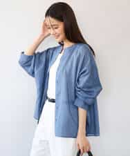 FKBHD65160 MK MICHEL KLEIN(MK ミッシェルクラン) [接触冷感/通気性/洗える]ラミーリネン混シャツブラウス ラベンダー