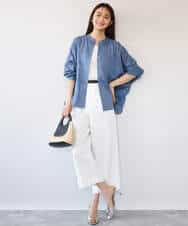 FKBHD65160 MK MICHEL KLEIN(MK ミッシェルクラン) [接触冷感/通気性/洗える]ラミーリネン混シャツブラウス ラベンダー