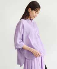 FKBHD65160 MK MICHEL KLEIN(MK ミッシェルクラン) [接触冷感/通気性/洗える]ラミーリネン混シャツブラウス ラベンダー