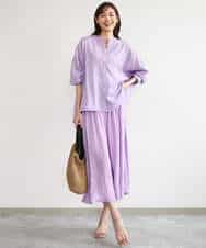 FKBHD65160 MK MICHEL KLEIN(MK ミッシェルクラン) [接触冷感/通気性/洗える]ラミーリネン混シャツブラウス ラベンダー