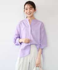 FKBHD65160 MK MICHEL KLEIN(MK ミッシェルクラン) [接触冷感/通気性/洗える]ラミーリネン混シャツブラウス ラベンダー