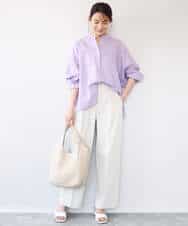 FKBHD65160 MK MICHEL KLEIN(MK ミッシェルクラン) [接触冷感/通気性/洗える]ラミーリネン混シャツブラウス ラベンダー