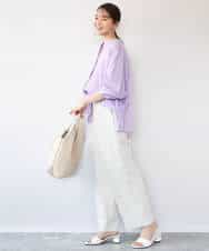 FKBHD65160 MK MICHEL KLEIN(MK ミッシェルクラン) [接触冷感/通気性/洗える]ラミーリネン混シャツブラウス ラベンダー