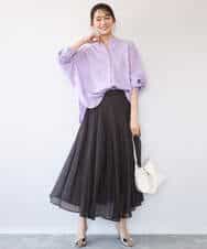 FKBHD65160 MK MICHEL KLEIN(MK ミッシェルクラン) [接触冷感/通気性/洗える]ラミーリネン混シャツブラウス ラベンダー