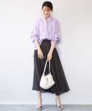 FKBHD65160 MK MICHEL KLEIN(MK ミッシェルクラン) [接触冷感/通気性/洗える]ラミーリネン混シャツブラウス ラベンダー