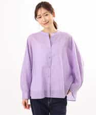 FKBHD65160 MK MICHEL KLEIN(MK ミッシェルクラン) [接触冷感/通気性/洗える]ラミーリネン混シャツブラウス ラベンダー