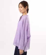 FKBHD65160 MK MICHEL KLEIN(MK ミッシェルクラン) [接触冷感/通気性/洗える]ラミーリネン混シャツブラウス ラベンダー