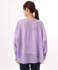 FKBHD65160 MK MICHEL KLEIN(MK ミッシェルクラン) [接触冷感/通気性/洗える]ラミーリネン混シャツブラウス ラベンダー