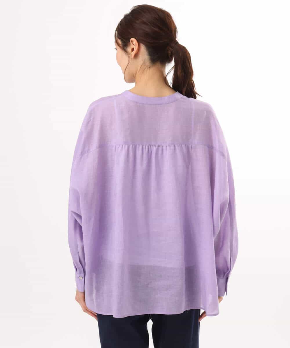 FKBHD65160 MK MICHEL KLEIN(MK ミッシェルクラン) [接触冷感/通気性/洗える]ラミーリネン混シャツブラウス ラベンダー