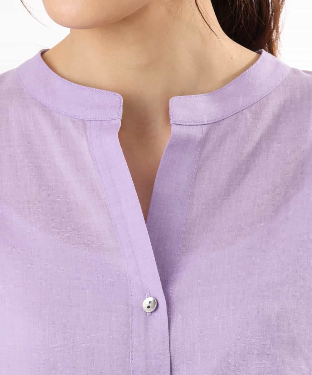 FKBHD65160 MK MICHEL KLEIN(MK ミッシェルクラン) [接触冷感/通気性/洗える]ラミーリネン混シャツブラウス ラベンダー