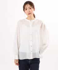 FKBHD65160 MK MICHEL KLEIN(MK ミッシェルクラン) [接触冷感/通気性/洗える]ラミーリネン混シャツブラウス ラベンダー