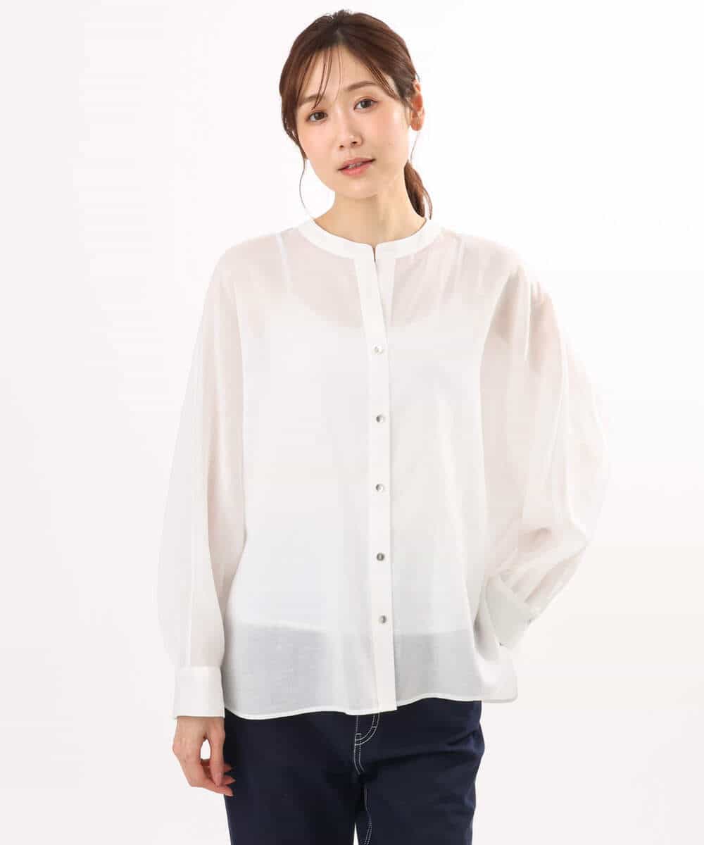 FKBHD65160 MK MICHEL KLEIN(MK ミッシェルクラン) [接触冷感/通気性/洗える]ラミーリネン混シャツブラウス ラベンダー