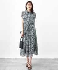 FKBHV01130 MK MICHEL KLEIN(MK ミッシェルクラン) 小花柄シフォンブラウス/2way/洗える イエロー