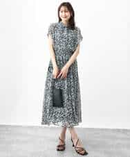 FKBHV01130 MK MICHEL KLEIN(MK ミッシェルクラン) 小花柄シフォンブラウス/2way/洗える イエロー