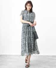 FKBHV01130 MK MICHEL KLEIN(MK ミッシェルクラン) 小花柄シフォンブラウス/2way/洗える イエロー