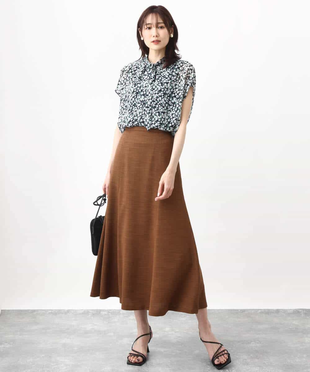 FKBHV01130 MK MICHEL KLEIN(MK ミッシェルクラン) 小花柄シフォンブラウス/2way/洗える イエロー