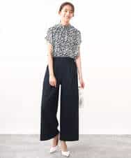 FKBHV01130 MK MICHEL KLEIN(MK ミッシェルクラン) 小花柄シフォンブラウス/2way/洗える イエロー