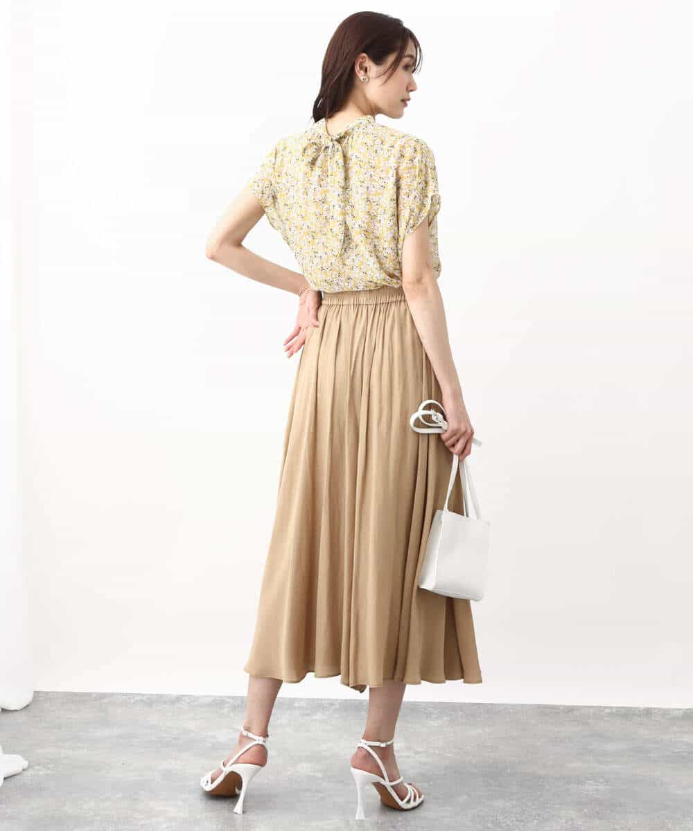 FKBHV01130 MK MICHEL KLEIN(MK ミッシェルクラン) 小花柄シフォンブラウス/2way/洗える イエロー