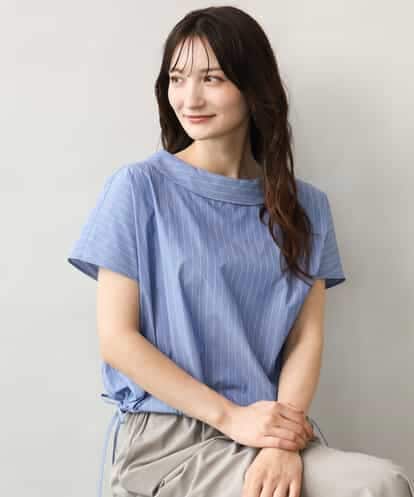 FKBID60150 MK MICHEL KLEIN [接触冷感/洗える]ロールネック ギャザースリーブブラウス(半袖)
