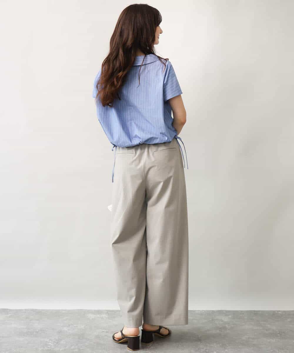 FKBID60150 MK MICHEL KLEIN(MK ミッシェルクラン) [接触冷感/洗える]ロールネック ギャザースリーブブラウス(半袖) ライトブルー