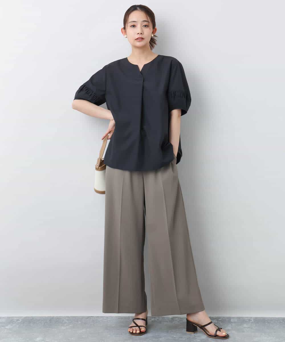FKBJA70150 MK MICHEL KLEIN(MK ミッシェルクラン) キーネックブラウス/UVカット/接触冷感/洗える ピンク