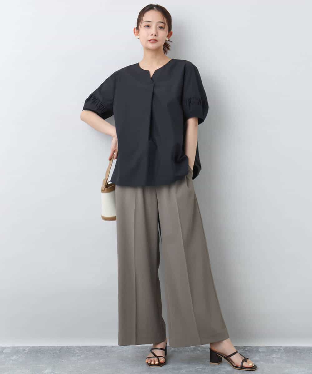 FKBJA70150 MK MICHEL KLEIN(MK ミッシェルクラン) キーネックブラウス/UVカット/接触冷感/洗える ピンク