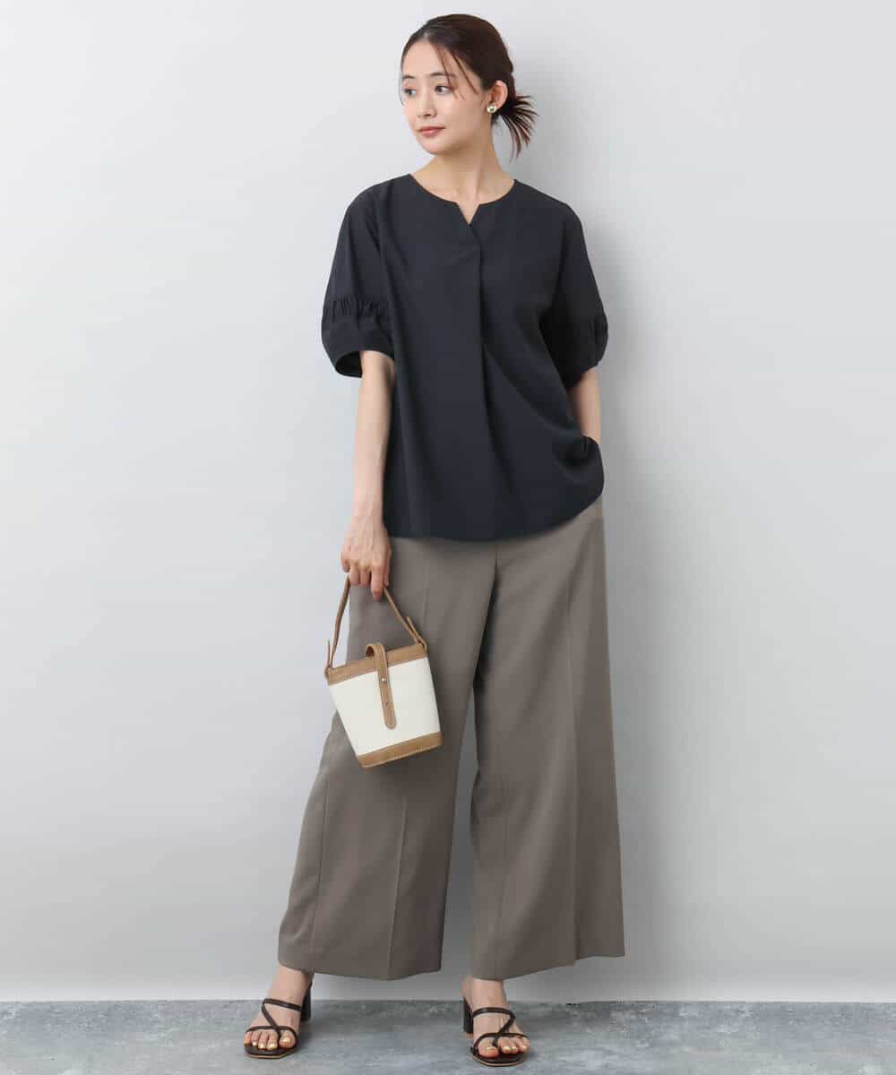 FKBJA70150 MK MICHEL KLEIN(MK ミッシェルクラン) キーネックブラウス/UVカット/接触冷感/洗える ピンク