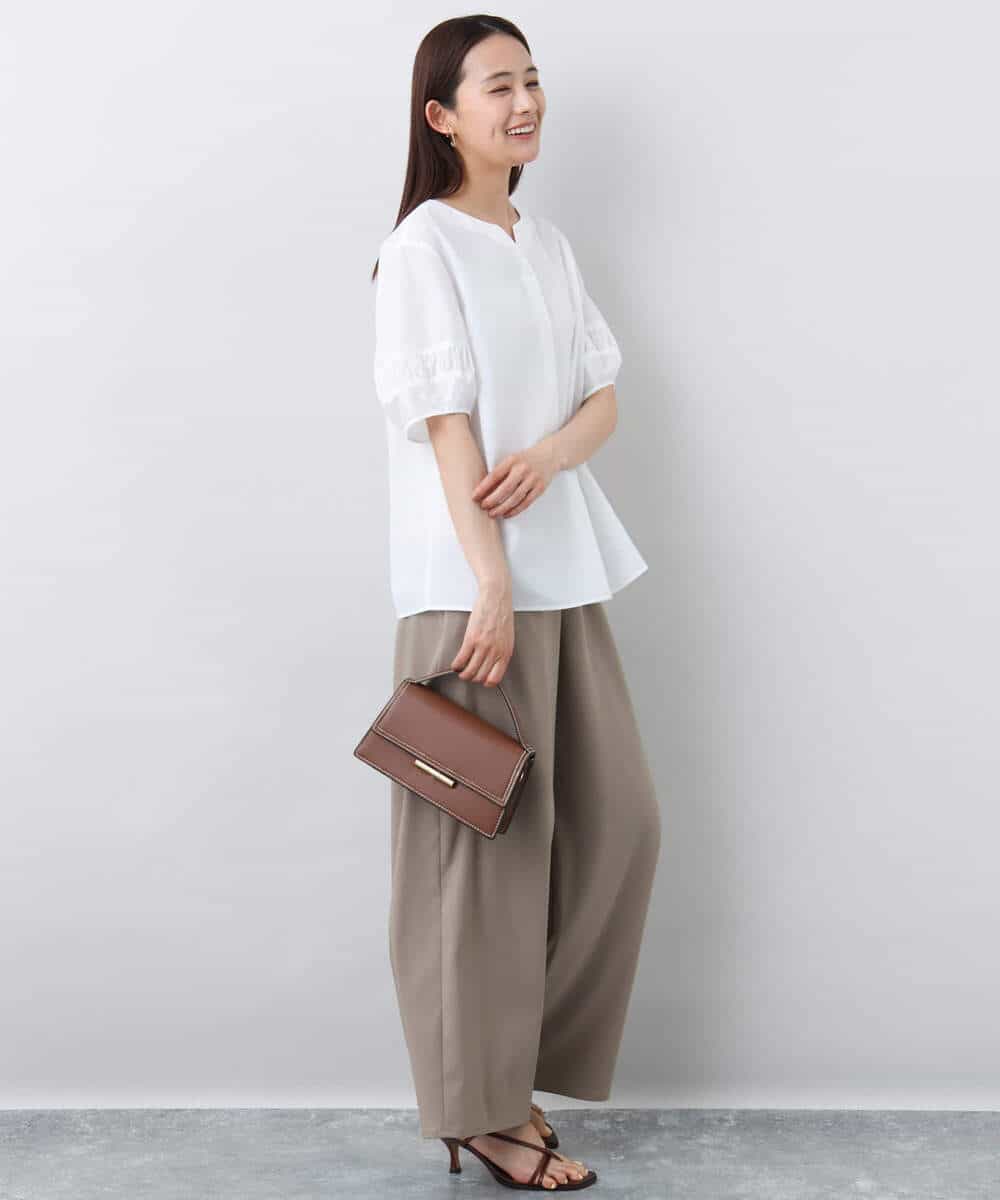 FKBJA70150 MK MICHEL KLEIN(MK ミッシェルクラン) キーネックブラウス/UVカット/接触冷感/洗える ピンク