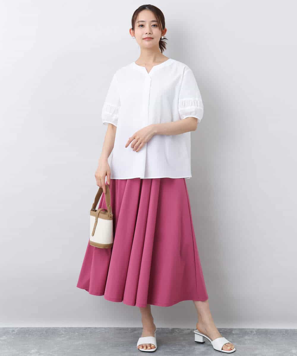 FKBJA70150 MK MICHEL KLEIN(MK ミッシェルクラン) キーネックブラウス/UVカット/接触冷感/洗える ピンク