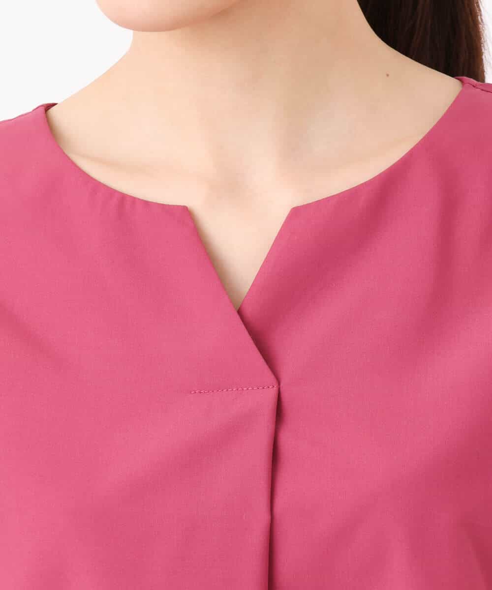 FKBJA70150 MK MICHEL KLEIN(MK ミッシェルクラン) キーネックブラウス/UVカット/接触冷感/洗える ピンク