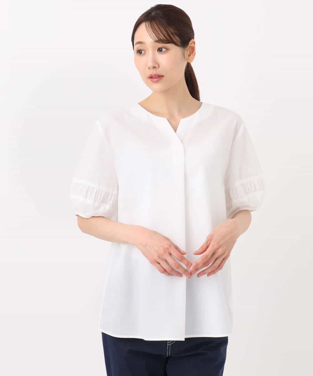 FKBJA70150 MK MICHEL KLEIN(MK ミッシェルクラン) キーネックブラウス/UVカット/接触冷感/洗える ピンク