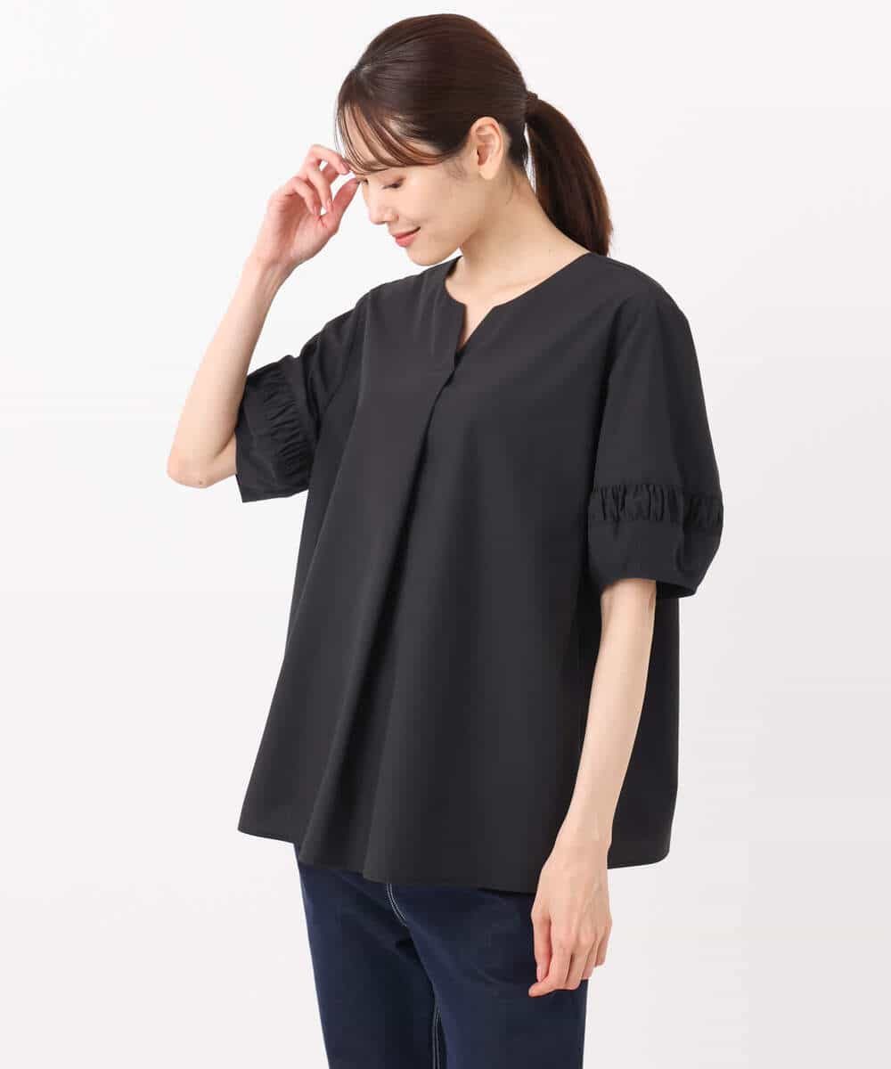 FKBJA70150 MK MICHEL KLEIN(MK ミッシェルクラン) キーネックブラウス/UVカット/接触冷感/洗える ピンク
