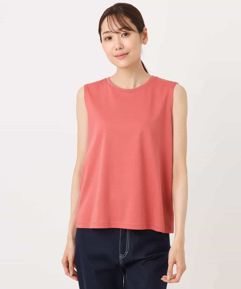 FKBJA86140 MK MICHEL KLEIN(MK ミッシェルクラン) レイヤードチュールブラウス×タンクトップ/接触冷感./洗える ピンク